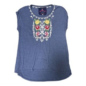Johnny Was Los Angeles cotton cap sleeve top size s. Blue
